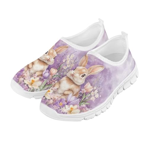 Girls Bunny Slip On Shoes Size 11 Floral Kids School Shoes Sneakers Comfort Little Girls Tennis Gym Shoes Cute Shoes for Girls 10-124