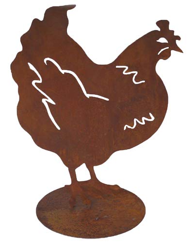 Garden Decoration Chicken Metal Grate Garden Decoration Patina Rust Farmyard Animal 45 cm