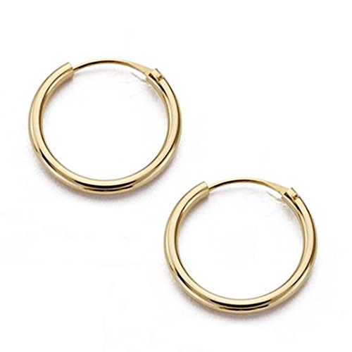 Aros Pendientes en Oro de 18k con 14mm. redondos lisos