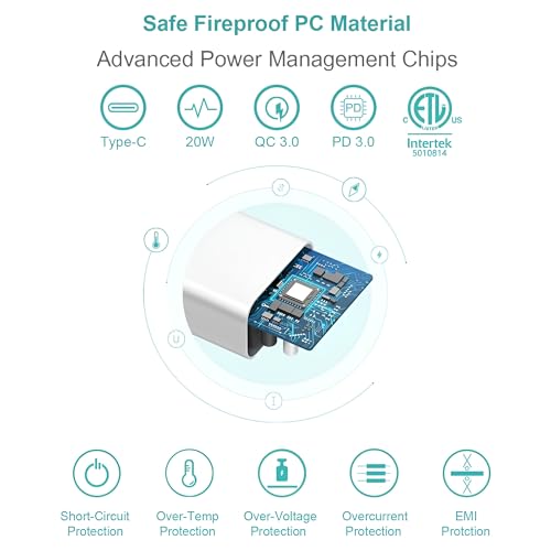 Image of iPhone USB C Charger for 14 Charger, Rapid Fast Charging Type C Wall Adapter with 3FT Charging Cable Compatible with iPhone14 /13 /12 /11ProMax /XSMAX /XR /XS /X /8 /7 /Plus /6S /6 /iPad, 20 w Fast Charge, White