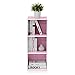Furinno LUDER Book Shelf, 3-Cube Bookshelf, Bookcase with Open Shelves, 9.3 x 12 x 31.5, for Living Room, Bedroom, Home Office, White/Pink