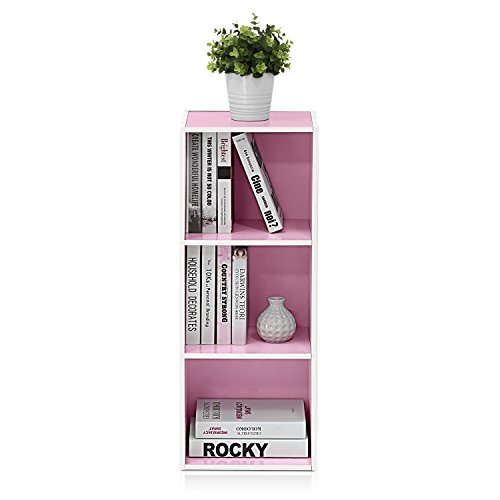 Furinno LUDER Book Shelf, 3-Cube Bookshelf, Bookcase with Open Shelves, 9.3 x 12 x 31.5, Easy Assembly, for Living Room, Bedroom, Home Office, White/Pink by Furinno - Image 6