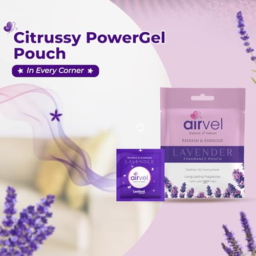 Image of Airvel Lavender Freshener Pouch 6Pcs (10g Each) | Safe, Non-Toxic Air Freshener | Long-Lasting Bathroom Freshener for Toilet | Odour Remover | Air Freshener for Toilet | Up to 30 Days