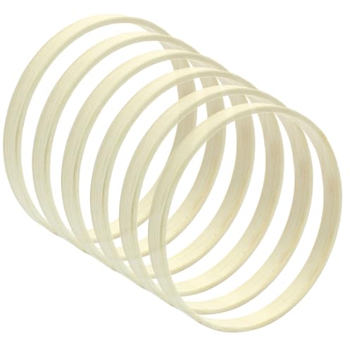 Image of Hitefu 6 Packs 4 Inch Bamboo Floral Hoop Rings(10cm) | Small Wooden Embroidery Hoops, For Crafts, Dream Catcher, Wedding Wreath