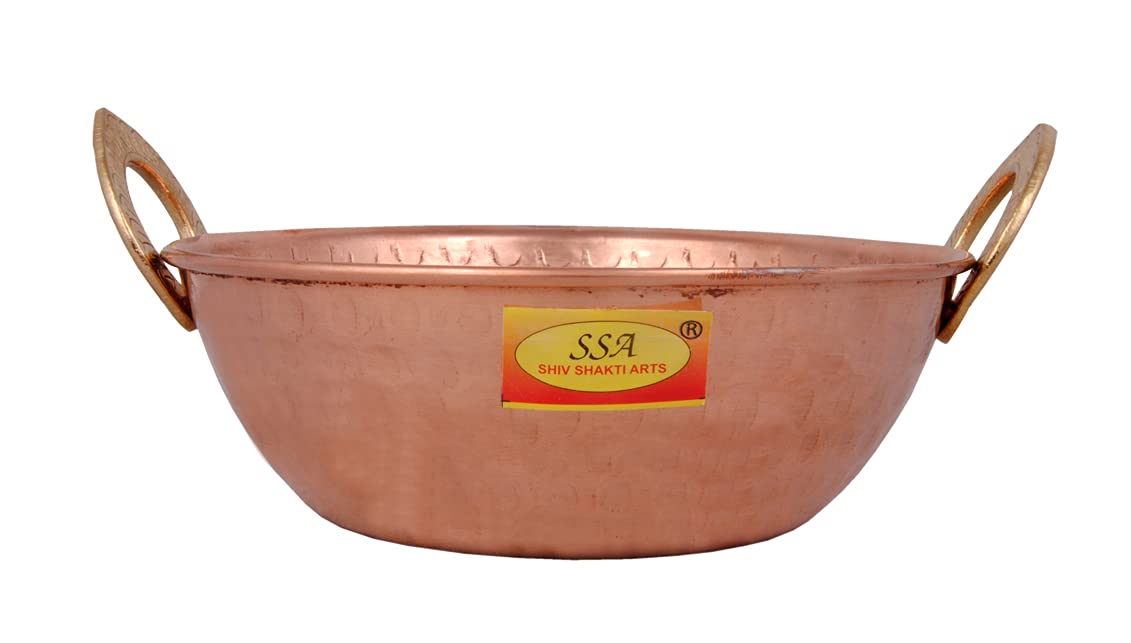 Shiv Shakti Arts® Pure Copper Kadai/Serving Bowl/Kadhai (800 ml Each) - 7 Inch - 1 Piece