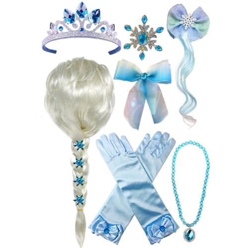 Princess Wig Braid with Tiara Necklace Gloves...