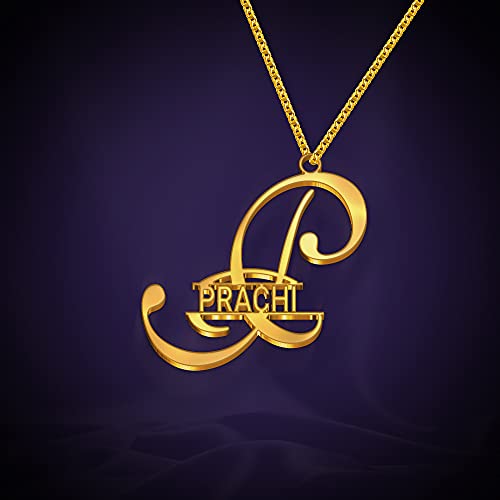 Image of Prachi Cursive Gold & Silver Name Pendant Necklace, Best Jewelry Gift for Girls.