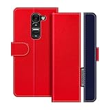UOGNADGD Lederhülle Kompatibel mit LG G2 Mini Klappbares Portemonnaie-Hülle mit Magnetverschluss Ständer & Kartenfächern stoßfestem Schutz (Rot)