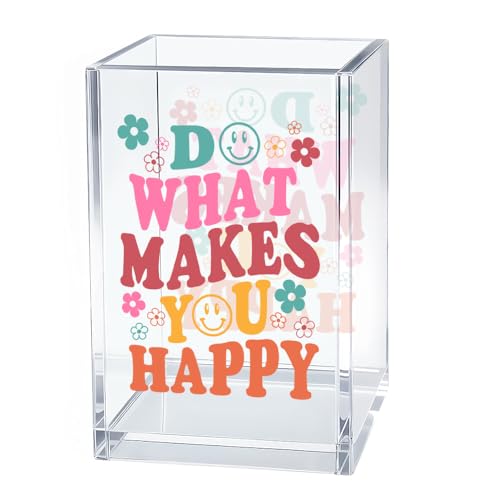 Image of Mental Health Acrylic Pen Pencil Holder for Desk Makeup Organizer (Transparent04)