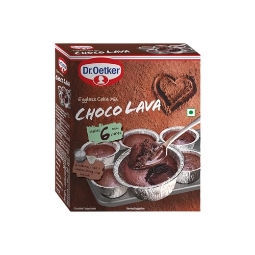 Image of Dr. Oetker Choco Lava Cake Mix, 320g | Eggless Chocolate Cake Mix with Molten Lava Centre | Instant Dessert | Easy Bake-at-Home | Vegetarian