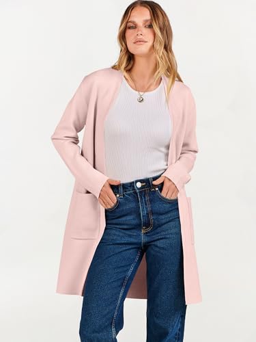 Image of ANRABESS Cardigan Sweater for Women Casual 2026 Fall Fashion Coat Long Sleeve Open Front Knit Coatigan Outwear