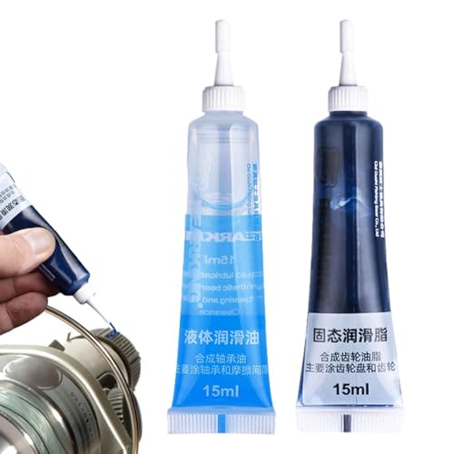 Krmoau Fishing Reel Lubricant 15ml Reel Care Cleaner Lubricant 2 Pack - Fishing Pack Cleaner, Roller Butter Oil, Fishing Tackle for Gentle and Long Lasting Lubrication