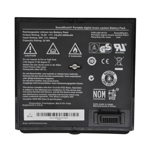 CQCEO 300769-003 Black Battery for Bose Sounddock Portable Digital Music System SoundLink Air Series 300769-001 300769-002 300769-004 300770-001 4ICR19/66 16.8V 32Wh 2200mAh