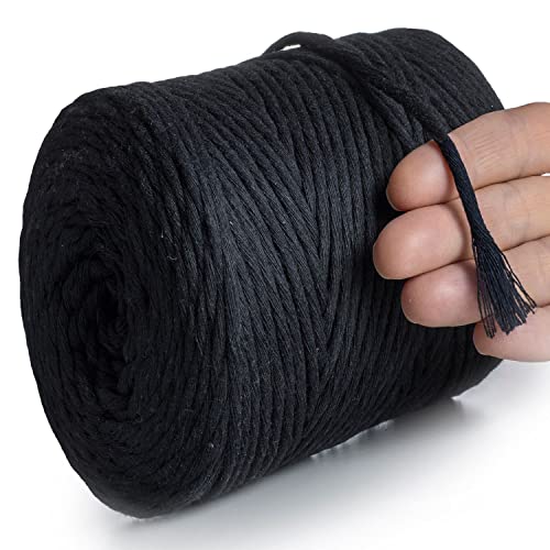 Fil macramé corde 225m noir 4mm coton simple torsion bricolage