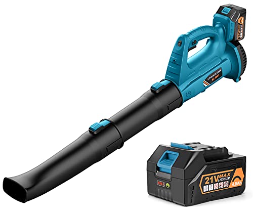 Cordless Leaf Blower - BHY 320 CFM 150 MPH Battery Leaf Blower with 4.0Ah Battery & Charger , 2 Section Tubes, 6-Speed Dial, Electric Leaf Blower for Dust, Snow Debris,Yard, Work Around The House