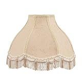 Aspen Creative 30332, Handsewn Scallop Dome Traditional Spider Fringe Lamp Shade/Wheat Jacquard Textured Fabric, 5' Top x 13' Bottom x 9-1/2' Slant