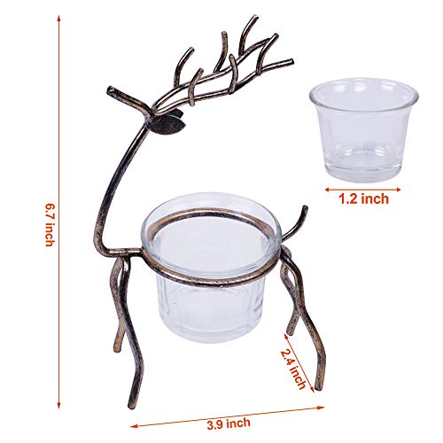 Lulu Home Set Of 6 Metal Reindeer Tea Light Candle Holders, 6.7" H Christmas Candle Holders, Christmas Reindeer Decoration For Table, Mantel, Window Sill Holiday, Wedding, Housewarming #TOP1