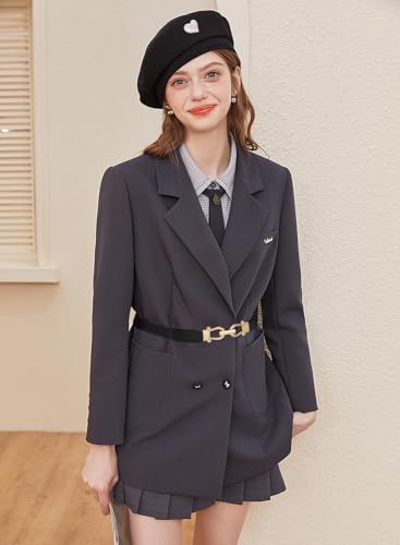 Women Skinny Elastic Belt for Dresses,Thin Retro Stretch Waist Belt with Golden Buckle