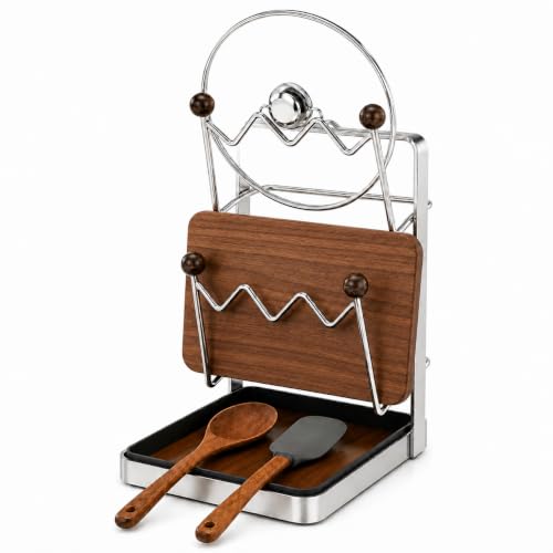 Stainless Steel Pot Lid Organizer Cutting Board Holder for Kitchen Counter by LZLOOK - Used condition - US$22.99