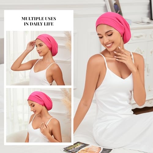 Image of ZHENSILK Silk Bonnet for Sleeping Women, Adjustable Silky Satin Lined Sleep Cap, Silk Hair Wrap Slouch Beanie Hat