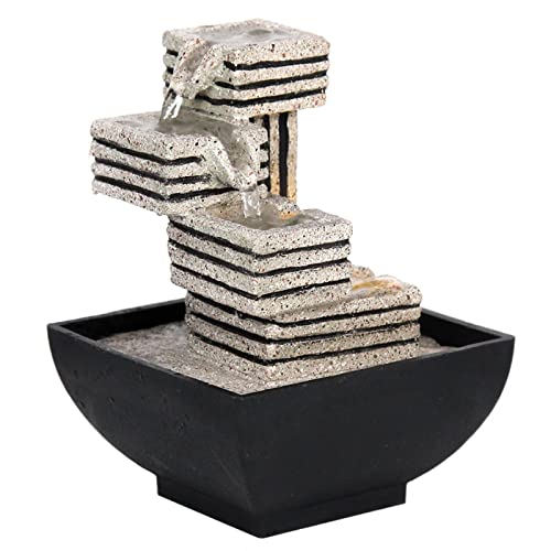 Fonte de água de mesa de 4 camadas Fonte de ornamental em cascata de cachoeira internas para sala de