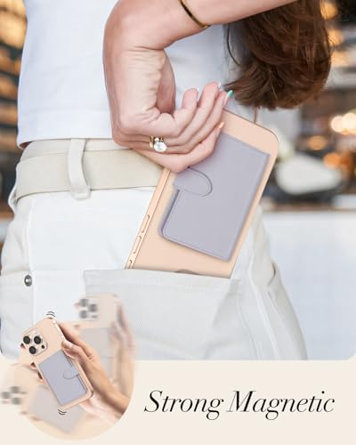 Image of Shorogyt for Magnetic Phone Wallet Compatible with Magsafe Card Holder - Luxury Slim Leather Mag Wallets for Women Fit 4 Cards, for iPhone 17 /16 /15 /14 /13 /12 Series for Apple RFID Magnet, Lyc Purple