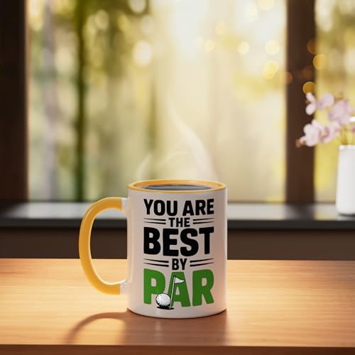 Taza Cerámica Divertida Golf 11 Onzas Amarilla/Blanca miniatura 3