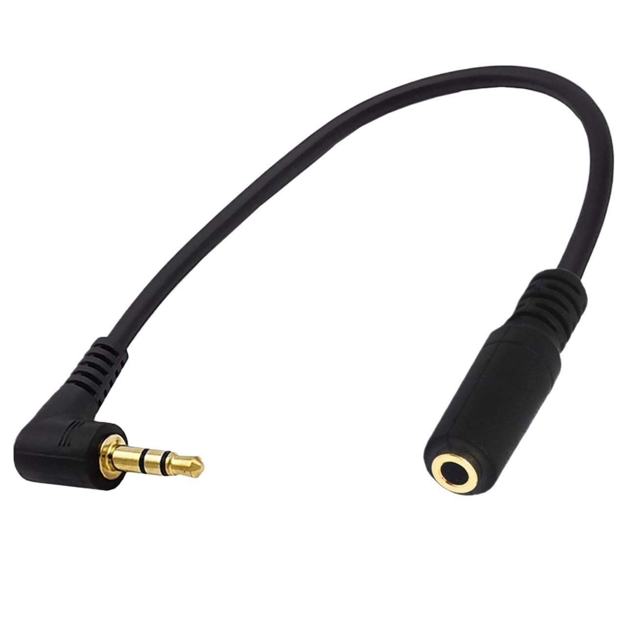 1 câble adaptateur audio stéréo mâle à angle droit TRS 3,5 mm vers 3 pôles femelle 3,5 mm doré