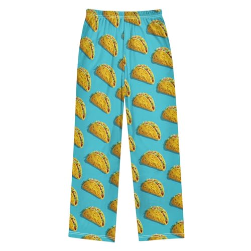 Vdsrup Yellow Tacos Blue Pajama Pants Cute Pajama Bottoms Soft Sleep Pjs Lounge Pants S