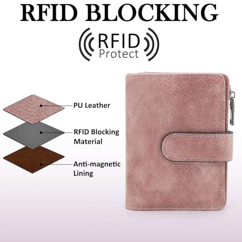 Rfid Blocking Wallet Compatible with Women Vegan Leather Tri-fold With Zipper Coin Pocket Anti-theft Clasp Waterproof Slim Design Purse(Leopard print)4