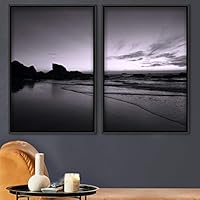 2 Piece Framed Canvas Wall Art Black and White Scenery Canvas Prints Home Artwork Decoration for Living Room,Bedroom - 16