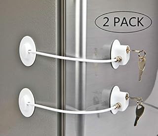 2 Pack Refrigerator Lock with 4 Keys, Refrigerator Lock Dorm Freezer Door Lock