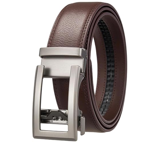 Men's Ratchet Belt Genuine Leather Automatic Buckle Adjustable Business Casual Strap Autumn Winter