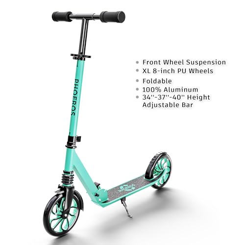 PHOEROS Kick Scooter for Kids Ages 6-12,Teens & Adults, Youth. Lightweight Aluminum Kick Scooter for Teens Adults Boys Girls with 8 inch Big Wheels, Foldable, 3 Height Adjustable, Shock Absorption. by PHOEROS - Image 2