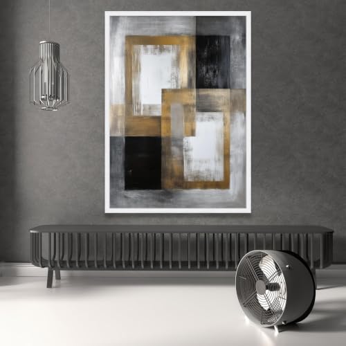 Tableau géométrique noir et or pour habiller un mur vide facilement