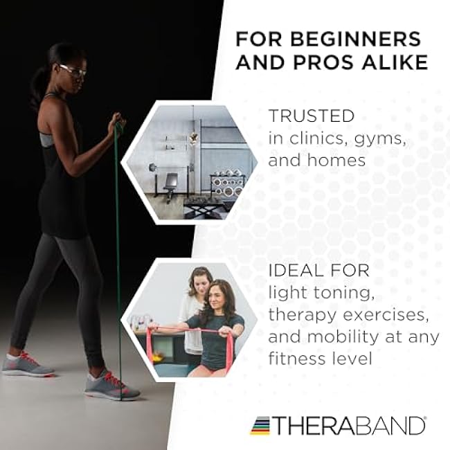 THERABAND Resistance Band, Green, Heavy, 50-Yard Roll, Latex Elastic Band for Exercise, Stretching, Physical Therapy, Yoga, Pilates, Home Workouts, Cut-to-Length, Color-Coded Levels