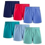 PROTIUM Men's Boxer Shorts 6 Pack, Soft Cotton Knit Loose Fit Underwear with Button Fly and Comfort Elastic...