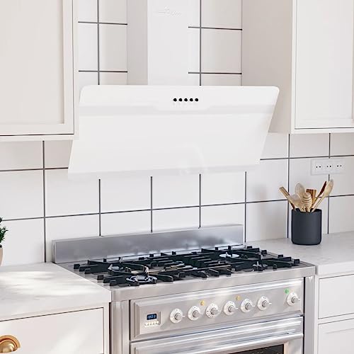 Juroupi Campana extractora Pared Acero y Vidrio Templado Blanco 90 cm Extractor Cocina