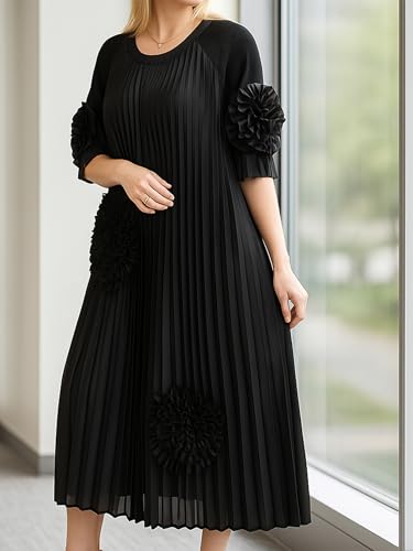 Plus Size Dress for Women Round Neck Short Sleeve One Size Elegantly Casual Dresses3