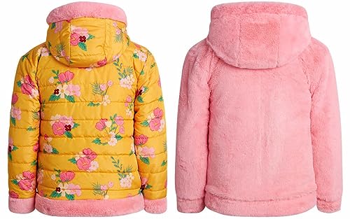 Disney Girls Puffer/Faux Fur Hooded Reversible Jacket2