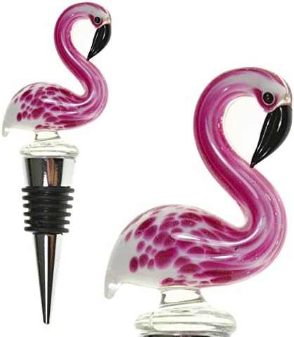 Glass Flamingo Wine Bottle Stopper - Decorative, Colorful, Unique, Handmade, Eye-Catching Glass Wine Stoppers - Flamingo Gifts, Wine Accessories Gift for Host/Hostess - Wine Corker/Sealer
