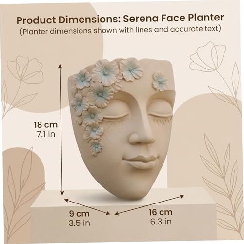 Pot de fleurs mural visage intérieur cache-pot résine kaki brodé - 5