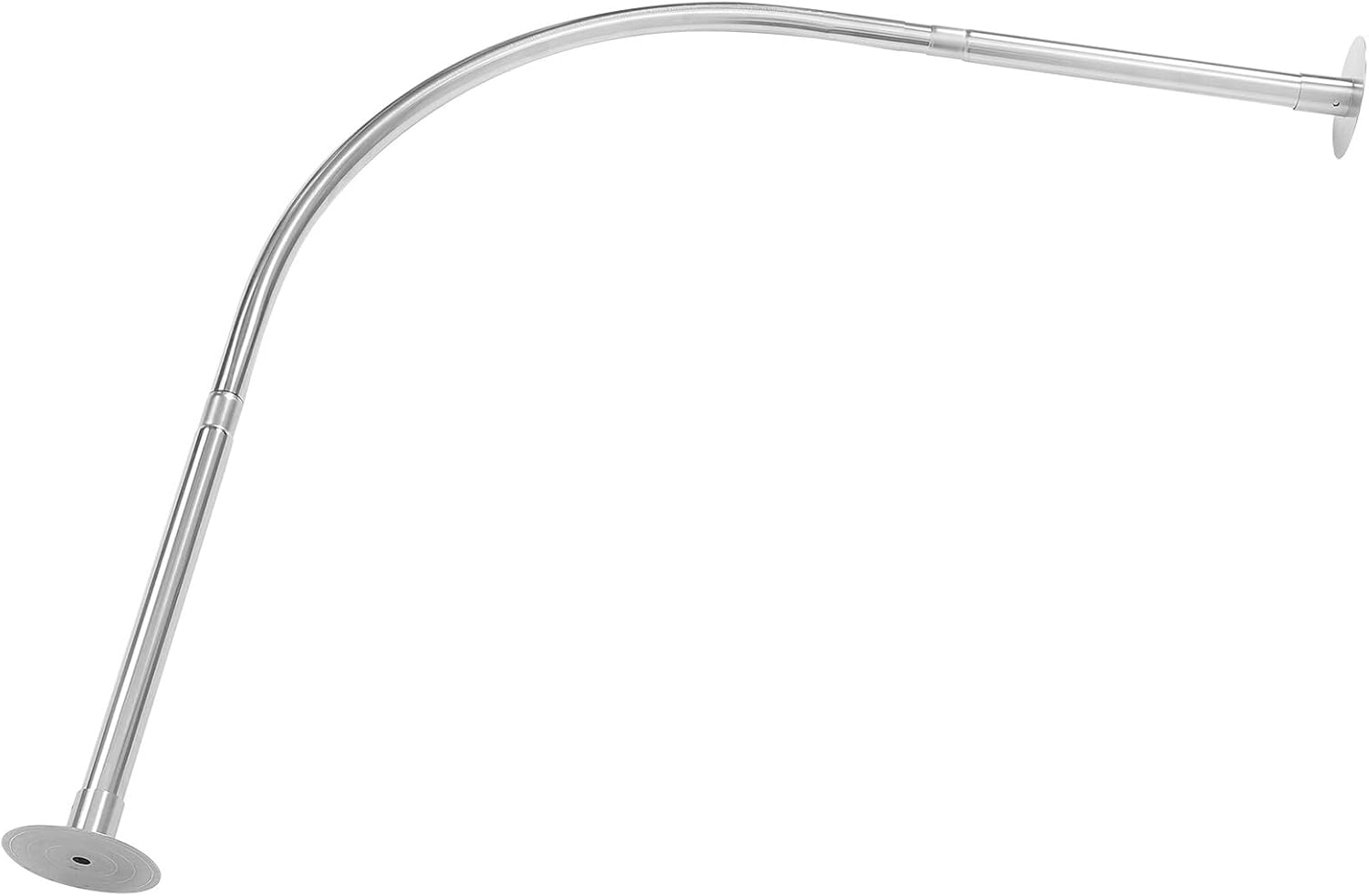 Artibetter Curved Adjustable Tension Shower Curtain Rod without Drilling, Expandable Telescoping U-shaped Rod for Bathroom and Bathtub, Natural Finish, Rust-resistant, Easy Installation