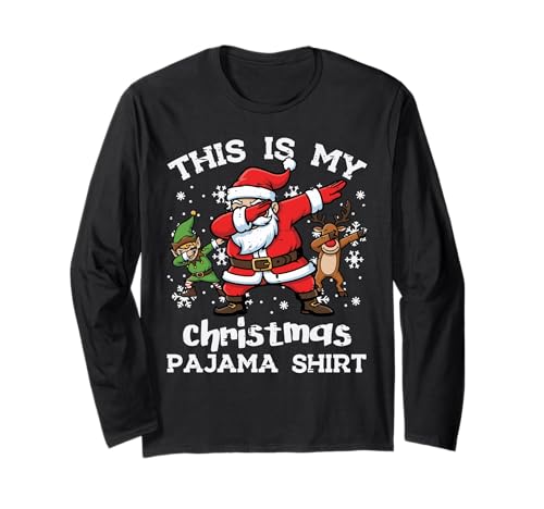 This My Christmas Pigiama Shirt Santa Dab Xmas Kids Men Women Maglia a Manica