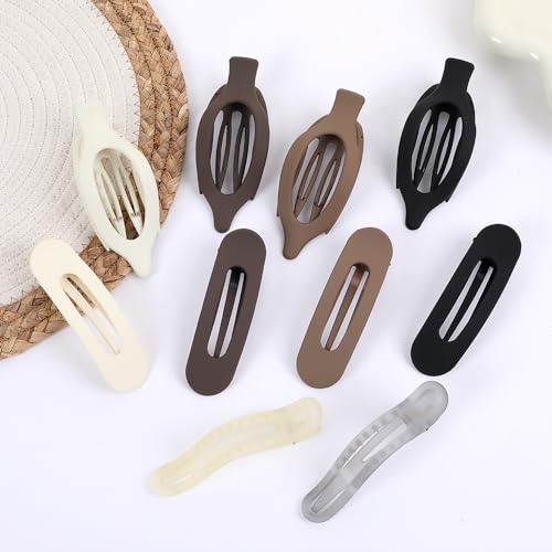 10 Pack French Flat Hair Clips for Women – Large Matte Flat Claw Clips, No-Slip Hair Clips for Thick & Thin Hair, Strong Hold Styling Barrettes, French Flat Hair Accessories