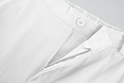 Ryannology Men's Casual Linen Pants Elastic Waist Slim Fit Beach Yoga Business Lightweight Cotton Trousers Pants with Pockets3