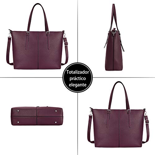 image for NEWHEY Laptop Tote Bag for Women 15.6 Inch Waterproof Lightweight Leat