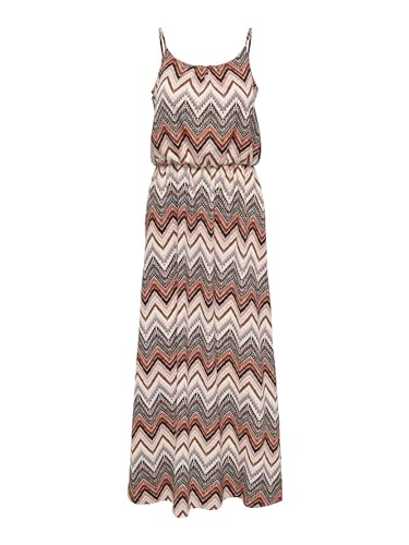 ONLY Damen Maxi Kleid Winner Trägerkleid mit Alloverprint 15177381 Cloud Dancer Arabian Zigzag 38