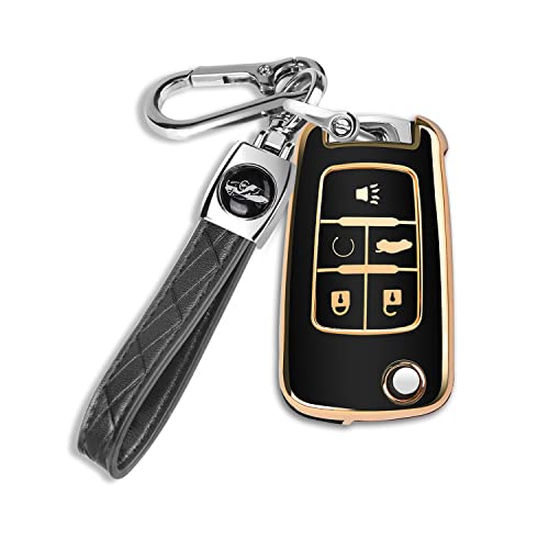 Image of QBUC for Chevy Key Fob Cover Case with Keychain for Chevrolet Buick Camaro Cruze Equinox Malibu Impala Spark Sonic GMC