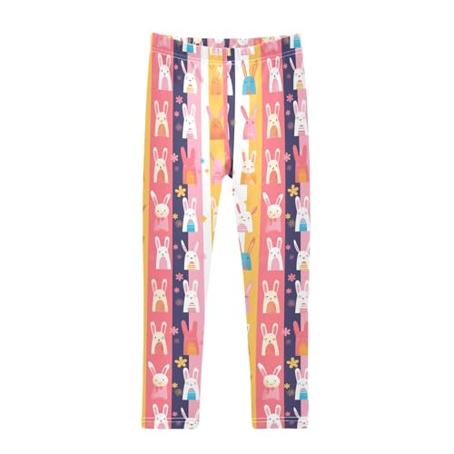 KLL Happy Easter Rabbit Bunny Pink Girls Basic Leggings Stretch Full Length Activewear Gym